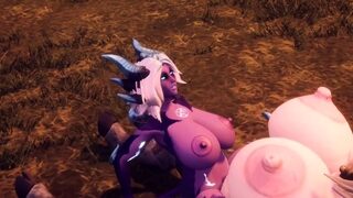 Brunette cums to hentai